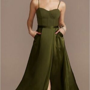 Crepe Corset Bridesmaid Dress with Charmeuse Skirt | David's Bridal